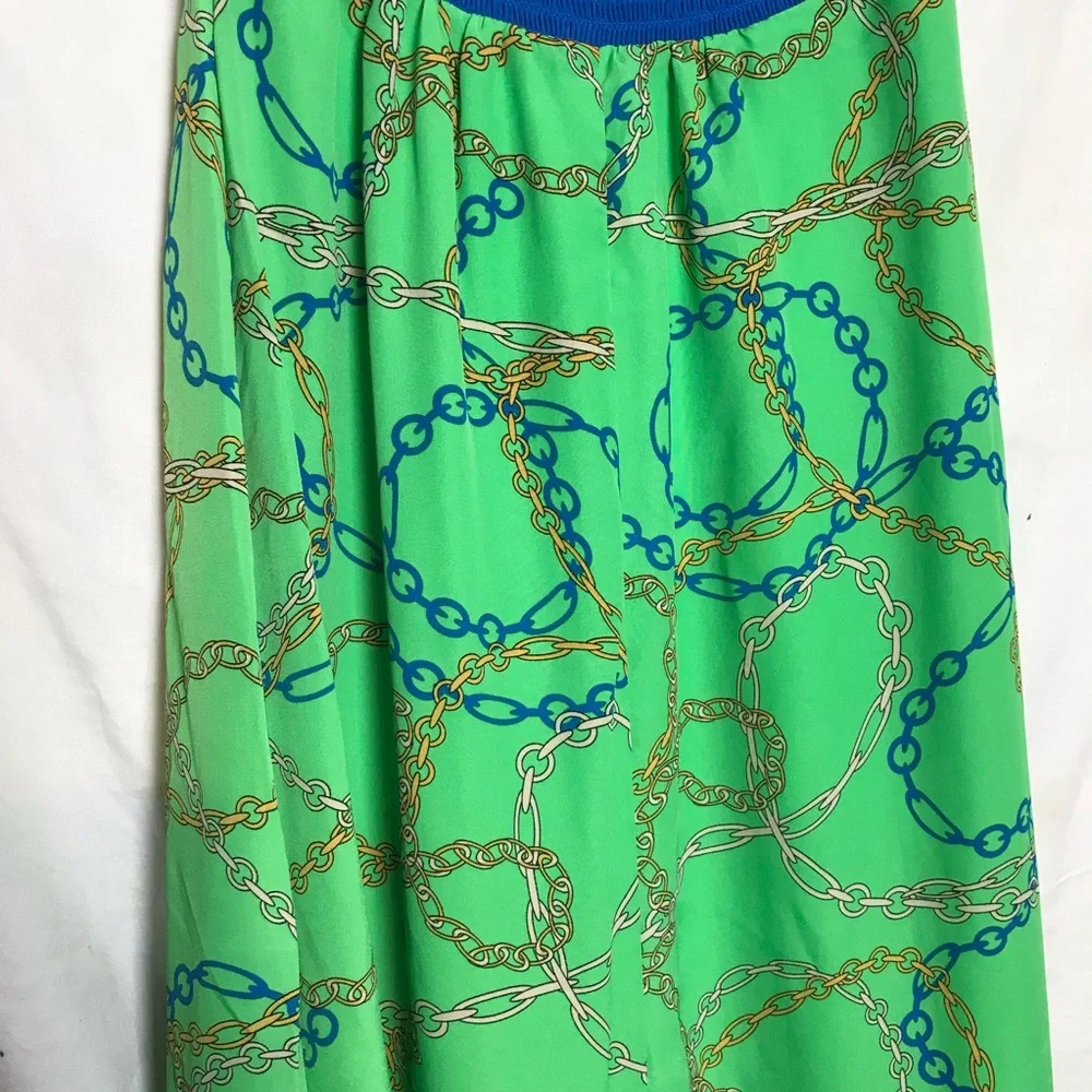 New York & Company Green Floral Chain Print Halter Sleeveless Maxi Dress Size XS - Picture 6 of 14